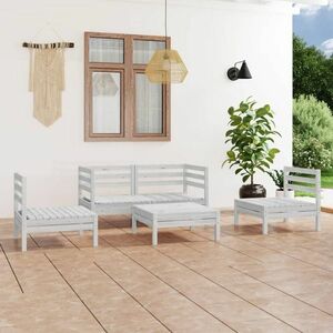vidaXL 5-cz. zestaw wypoczynkowy do ogrodu, biały, drewno sosnowe obraz