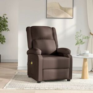 vidaXL Elektryczny fotel masujący, brązowy, sztuczna skóra obraz
