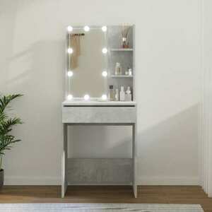 vidaXL Toaletka z oświetleniem LED, betonowa szarość, 60x40x140 cm obraz