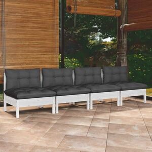 vidaXL 4-osobowa sofa ogrodowa z antracytowymi poduszkami, sosnowa obraz