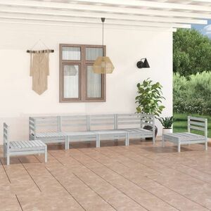 vidaXL 6-cz. zestaw wypoczynkowy do ogrodu, biały, drewno sosnowe obraz