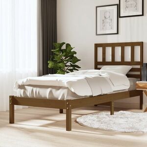 vidaXL Rama łóżka, miodowy brąz, 75x190 cm, lite drewno sosnowe obraz