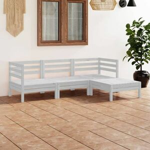 vidaXL 4-cz. zestaw wypoczynkowy do ogrodu, biały, drewno sosnowe obraz