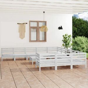vidaXL 12-cz. zestaw wypoczynkowy do ogrodu, biały, drewno sosnowe obraz