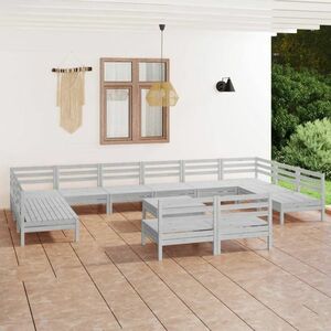vidaXL 13-cz. zestaw wypoczynkowy do ogrodu, biały, drewno sosnowe obraz