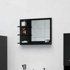 vidaXL Lustro łazienkowe, czarne 60x10, 5x45cm, materiał drewnopochodny obraz