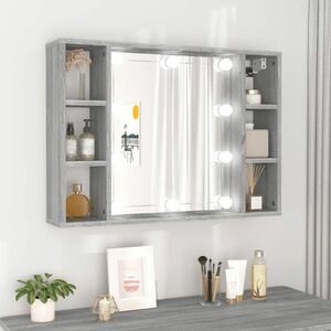 vidaXL Szafka łazienkowa z lustrem, szara, materiał drewnopochodny obraz