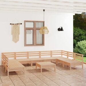 vidaXL 10-cz. zestaw wypoczynkowy do ogrodu, lite drewno sosnowe obraz