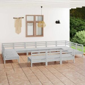 vidaXL 13-cz. zestaw wypoczynkowy do ogrodu, biały, drewno sosnowe obraz