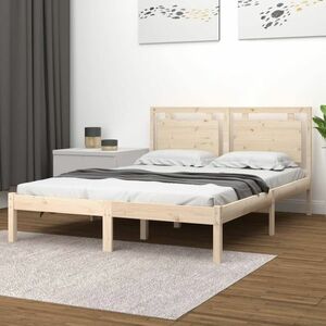 vidaXL Rama łóżka, lite drewno, 140x190 cm obraz
