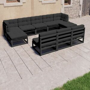 vidaXL 8-cz. zestaw wypoczynkowy do ogrodu, z poduszkami, czarny obraz
