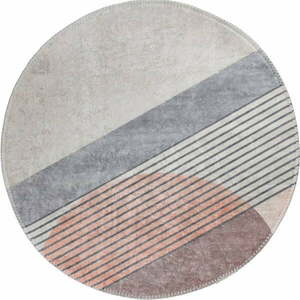 Jasnoróżowo-jasnoszary okrągły dywan odpowiedni do prania ø 120 cm Yuvarlak – Vitaus obraz