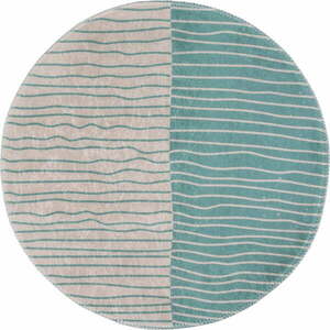 Kremowo-turkusowy okrągły dywan odpowiedni do prania ø 80 cm Yuvarlak – Vitaus obraz