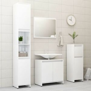 vidaXL 4-cz. zestaw mebli łazienkowych, wysoki połysk, biały, płyta obraz