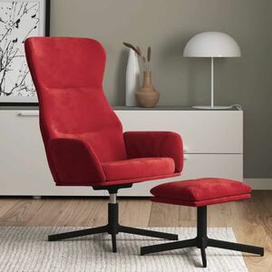 vidaXL Fotel z podnóżkiem, winna czerwień, obity aksamitem obraz