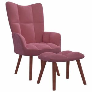 vidaXL Fotel z podnóżkiem, różowy, obity aksamitem obraz