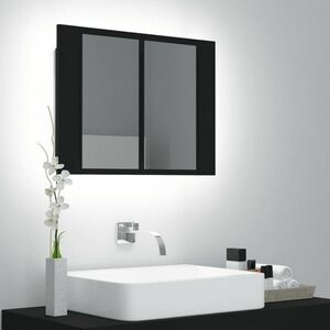 vidaXL Szafka łazienkowa z lustrem i LED, czarna, 60x12x45 cm, akryl obraz