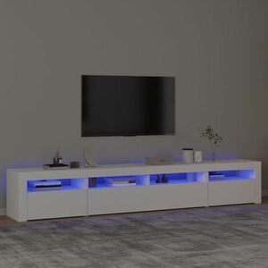 vidaXL Szafka pod TV z oświetleniem LED, biała, 240x35x40 cm obraz
