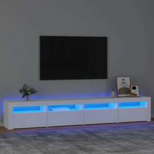 vidaXL Szafka pod TV z oświetleniem LED, biała, 240x35x40 cm obraz