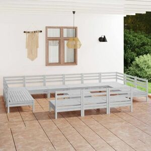 vidaXL 14-cz. zestaw wypoczynkowy do ogrodu, biały, drewno sosnowe obraz