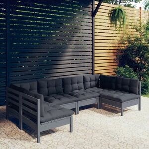 vidaXL 6-cz. zestaw wypoczynkowy do ogrodu, z poduszkami, szara sosna obraz
