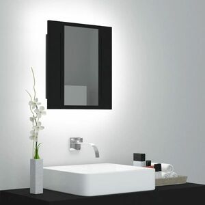 vidaXL Szafka łazienkowa z lustrem i LED, czarna, 40x12x45 cm, akryl obraz