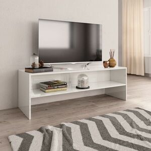 vidaXL Szafka pod telewizor, biała, wysoki połysk, 120x40x40 cm obraz