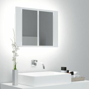 vidaXL Szafka łazienkowa z lustrem i LED, biała, 60x12x45 cm, akryl obraz