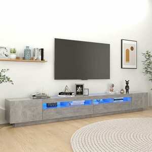vidaXL Szafka pod TV z oświetleniem LED, szarość betonu, 300x35x40 cm obraz