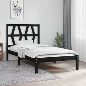 vidaXL Rama łóżka, czarna, lite drewno sosnowe, 75x190 cm, 2FT6 obraz