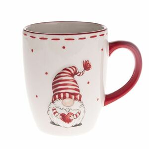 Świąteczny kubek ceramiczny Krasnal, 350 ml, czerwony obraz
