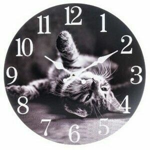 Zegar ścienny Kitty, śr. 34 cm, drewno obraz