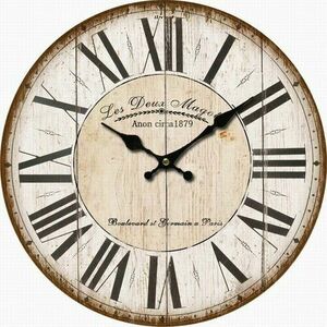 Drewniany zegar ścienny Les Deux, śr. 34 cm obraz