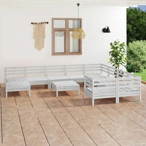 vidaXL 11-cz. zestaw wypoczynkowy do ogrodu, biały, drewno sosnowe obraz
