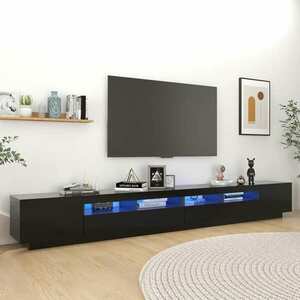 vidaXL Szafka pod TV z oświetleniem LED, czarna, 300x35x40 cm obraz