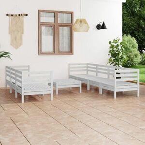 vidaXL 8-cz. zestaw wypoczynkowy do ogrodu, biały, drewno sosnowe obraz