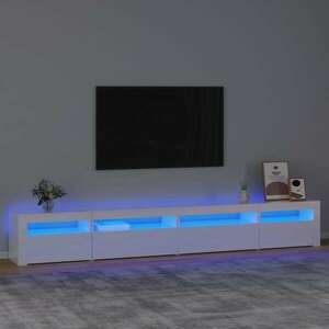vidaXL Szafka pod TV z oświetleniem LED, biała z połyskiem, 270x35x40cm obraz
