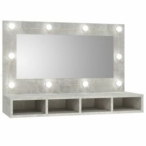 vidaXL Szafka z lustrem i oświetleniem LED, szary beton, 90x31, 5x62 cm obraz