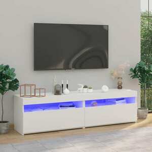 vidaXL Szafki pod TV z LED, 2 szt., białe, wysoki połysk, 75x35x40 cm obraz