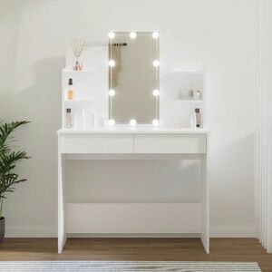 vidaXL Toaletka z lampkami LED, biała, 96x40x142 cm obraz