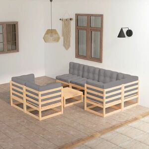vidaXL 8-cz. zestaw mebli ogrodowych z poduszkami, lite drewno sosnowe obraz