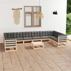 vidaXL 11-cz. zestaw mebli ogrodowych z poduszkami, drewno sosnowe obraz