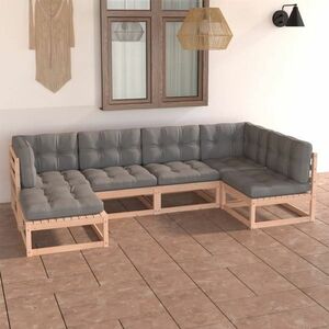 vidaXL 6-cz. zestaw mebli ogrodowych z poduszkami, lite drewno sosnowe obraz