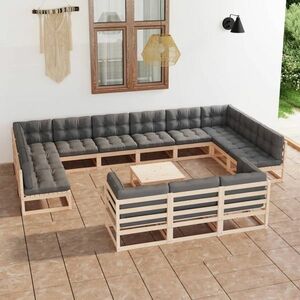 vidaXL 14-cz. zestaw wypoczynkowy do ogrodu, poduszki, drewno sosnowe obraz