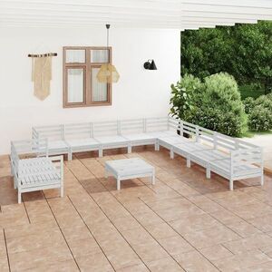 vidaXL 12-cz. zestaw wypoczynkowy do ogrodu, biały, drewno sosnowe obraz