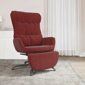 vidaXL Fotel wypoczynkowy z podnóżkiem, winna czerwień, obity tkaniną obraz