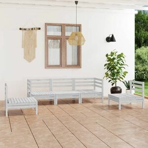vidaXL 5-cz. zestaw wypoczynkowy do ogrodu, biały, drewno sosnowe obraz