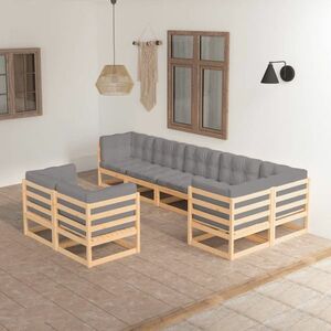 vidaXL 8-cz. zestaw mebli ogrodowych z poduszkami, lite drewno sosnowe obraz