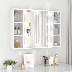 vidaXL Szafka łazienkowa z lustrem, biała z połyskiem obraz