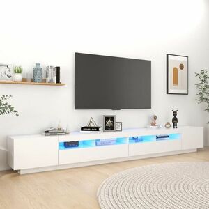 vidaXL Szafka pod TV z oświetleniem LED, biała, 300x35x40 cm obraz